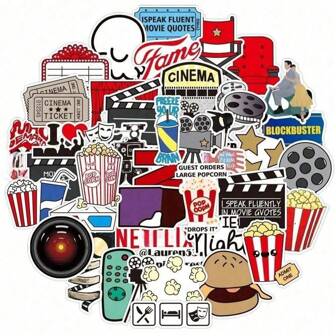 50 PIEZAS Pegatinas decorativas con ilustraciones artísticas, diseños de películas populares, estilos creativos de graffiti para decoración de fiestas. Pegatinas personalizadas, de moda, creativas, exquisitas para decorar tazas, cascos, monopatines. Pegatinas populares para juguetes, útiles escolares, vuelta al cole.