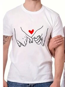 Valentine's Day T-Shirts For Women 100% Cotton, Casual Crew Neck, Couple Regular Version Comfortable Soft T-Shirts