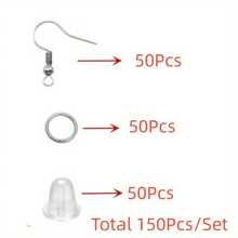 150Pcs/SET Earrings Set Earring Hooks Open Jump Rings Ear Plug Connects For DIY Jewelry Making Findings Supplies Accessories