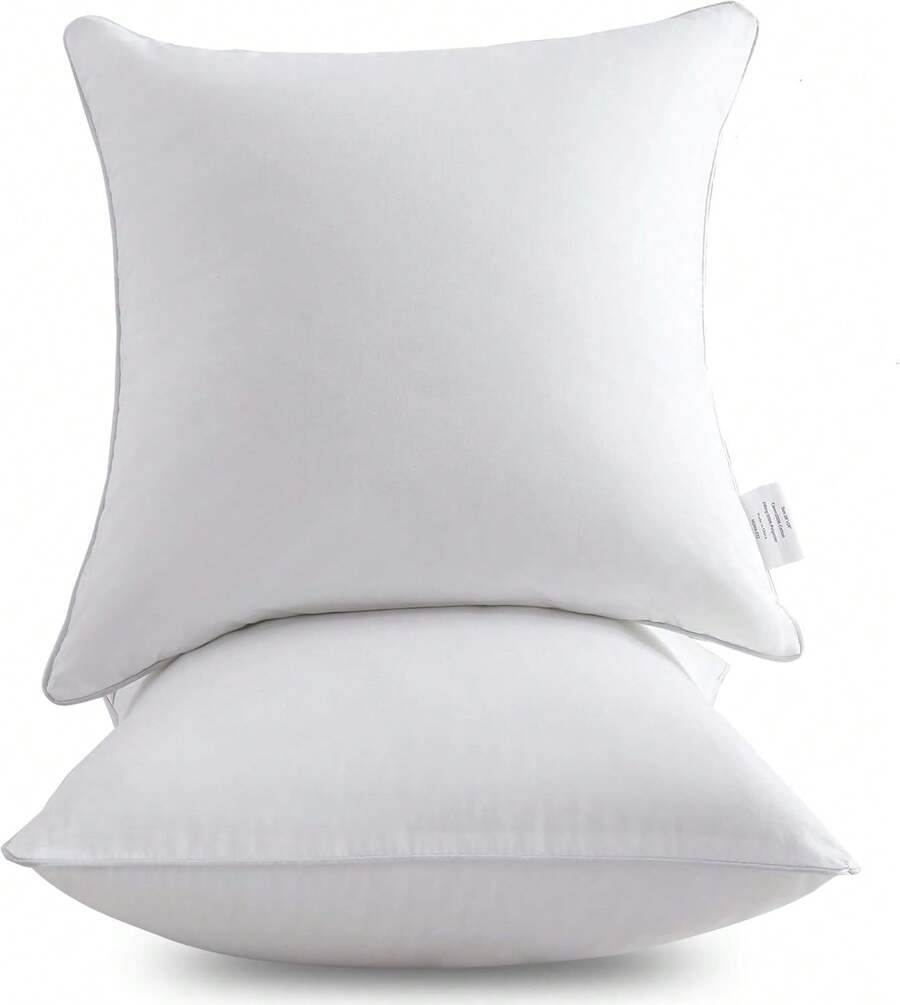 18"X18" Pillow Inserts (Set Of 2) - Throw Pillow Inserts With 100% Cotton Cover - 18 Inch Square Interior Sofa Pillow Inserts - Decorative Pillow Insert Pair - White Couch Pillow - White - View 1