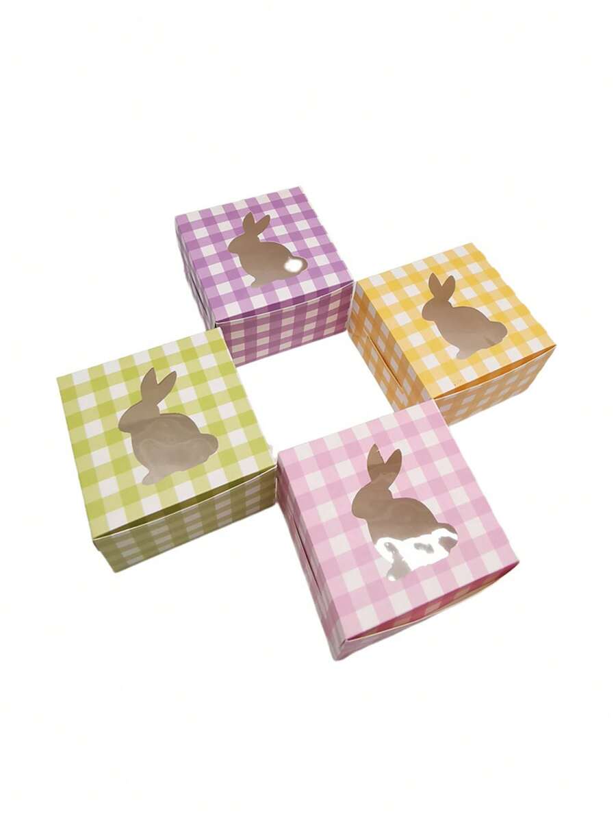 Set de 5 cajas de embalaje transparentes con diseño de conejo de dibujos animados, para empaquetar pasteles de cumpleaños, regalos de Pascua, decoraciones de fiesta festiva, caja de regalo de conejito de Pascua - Multicolor - Ver 1