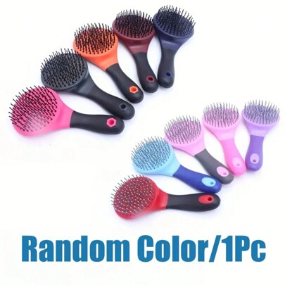 QIXIANG 1 Set Mane & Tail Brush, Durable PP Material, Rubber Handle, Long Handle Horse Brush, Dust Removal, Stable Equipment, Horse Care Tools