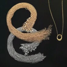 50 chiếc dây chuyền trơn hình chữ O màu vàng và bạc dài 18 inch, dùng cho mặt dây chuyền, trang sức, dây chuyền hình thánh giá. - 45cm - Xem 1