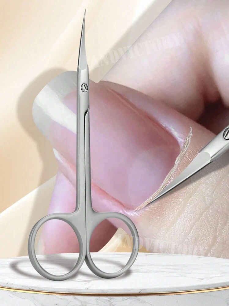 ANDVICTORY 1pc Russian Cuticle Scissors Nipper Dead Skin Scissors Stainless Steel Manicure Pedicure Tools Portable Exfoliating Nail Trimmer Clipper - Silver - View 1