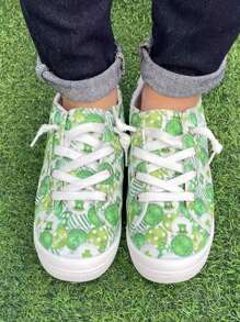 女士春季新款休闲时尚印花软底圆头舒适轻便一脚蹬大码平底鞋 - 彩色 - 查看 6