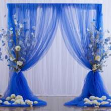 2 pezzi Tende trasparenti blu navy, dimensioni 29x84.65 pollici, per ambientazione e decorazione di fondo per matrimoni, compleanni, eventi, fotografia, decorazioni festive - Blu - Visualizzare 8