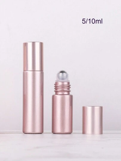 1/2/4pcs 5ml/10ml Rose Gold Roller Bottles, Electroplated Roll-On Bottles, Glass Perfume Bottles, Refillable Cosmetic Tools
