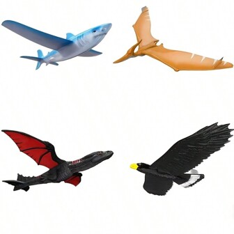 46cm Realistic Animal Foam Hand Throw Airplane Model - Shark & Dragon, For Outdoor Party Throwing Game