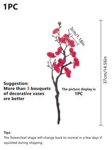 1PC/3PCS Autumn Artificial Plum Blossom Flowers Valentine's Day Gifts Bundle Decoration Wedding Decoration Bride Handheld Flower Wrist Flower Breast Material Home Dining Room Bedroom Vase Decoration Flower Bundle DIY Birthday Party Cake Material New Year Decoration Material Shooting Props Graduation