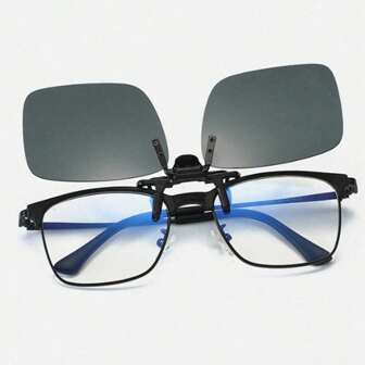 1 副偏光夹式时尚眼镜镜片，中性驾驶眼镜，夜视夹片配件，适合送给她/他情人节和新年的理想礼物