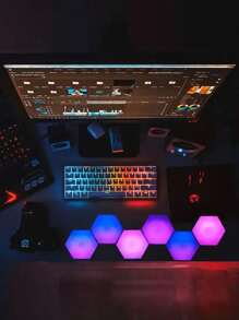 Đèn ngủ thông minh Quantum LED hình tổ ong RGB Điện tử Gamming Bàn làm việc Phòng ngủ Không khí lãng mạn Trang trí Đèn hình lục giác Đèn tường nền sáng tạo, Cảm ứng & Điều khiển từ xa - Nhiều màu - Xem 5