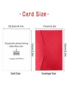 1pc Humorous Birthday Greeting Card With Envelope, Comical Older Than Me Message, High-Quality Paper Material, Versatile For Men, Women, Friends, Family - Ideal For Sibling, Parents & Best Friend Birthday Celebrations - Multicolor - View 3