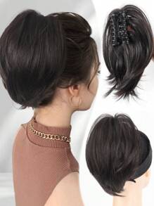 Ponytail Extension 8" Short Claw Ponytail Messy Straihgt Hair Bun Hair Piece Synthetic Wig Extensions Natural Straight Chignon Hairpieces For Women, Halloween - Multicolor - View 13