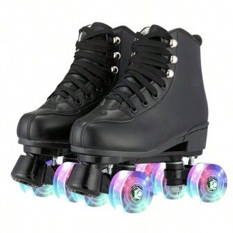 Boys' And Girls' High-Top Lace-Up Quad Roller Skates For Beginners