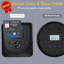 2024 Portable CD Player With TFT Display Bluetooth Rechargeable CD Player With Speakers Anti-Skip CD Player For Car Compatible Headphones - 黑色1 - 查看 2