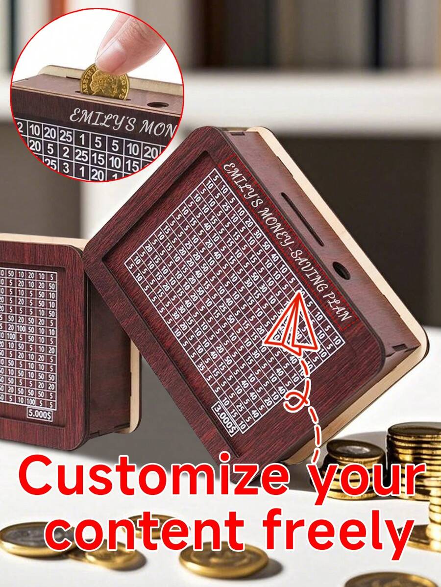 可定制复古存钱罐，只存不取的木制存钱罐，DIY 纸质账单规划器，客厅桌面的高端家居装饰，送给家人和朋友的特殊礼物