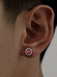 1 par de pendientes minimalistas cuadrados de circonita para hombres, accesorios de pendientes de cobre con circonita, regalo para Navidad, Año Nuevo, Día de San Valentín