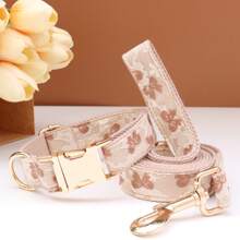 Collier et laisse en dentelle personnalisé pour chien, collier pour animal de compagnie réglable avec nom et numéro de contact personnalisés, convient pour les fêtes, les mariages et les petits, moyens et grands chiens
