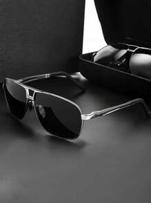 1 件日夜两用变色太阳镜，男士偏光驾驶眼镜，防眩光，防紫外线，高清海滩配件太阳镜太阳镜遮阳镜适合夏季海滩度假、户外、旅行 - 黑灰色 - 查看 1