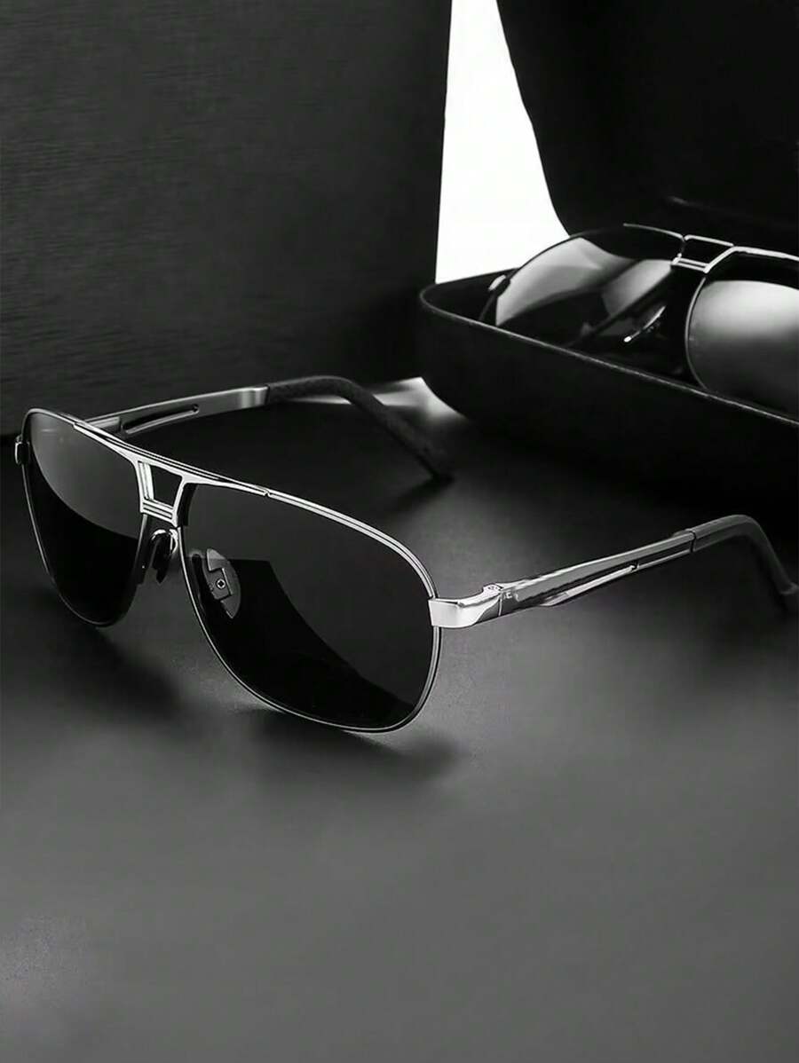 1 件日夜两用变色太阳镜，男士偏光驾驶眼镜，防眩光，防紫外线，高清海滩配件太阳镜太阳镜遮阳镜适合夏季海滩度假、户外、旅行 - 黑灰色 - 查看 1