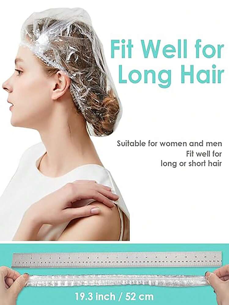 20PCS 100PCS Disposable Shower Cap, Plastic Transparent Hair Cap Queen Thick Waterproof Female Shower Cap, Hotel Travel Essential Accessories Deep Conditioning Hair Care Cleaning Supplies. - Multicolor - View 2