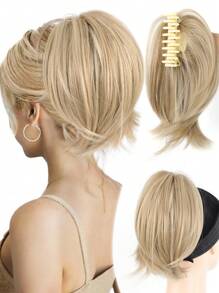 Ponytail Extension 8" Short Claw Ponytail Messy Straihgt Hair Bun Hair Piece Synthetic Wig Extensions Natural Straight Chignon Hairpieces For Women, Halloween - Multicolor - View 22