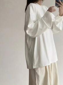 宽松长袖 T 恤，女士休闲汗衫