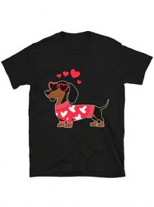 Oversized Style For Women, Dachshund Valentines Day Tshirt, Dachshund Tee, Doxie Shirt, Long Haired Dachshund, Dachshund Mom, Dachshund Gift, Loose Type Shirt For Women, Perfect For Holiday Parties Or Gift Giving, Soft And Comfortable