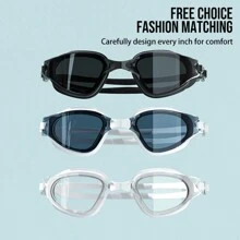 1 件装高清防水防雾男女通用游泳镜，中框设计，海滩必备品，海滩配件，泳池浮板 - 彩色 - 查看 8