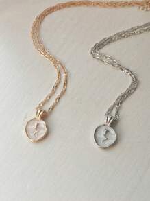 1 件复古白色简约玫瑰花吊坠项链，金属圆形吊牌锁骨链，甜美小众设计颈链，适合日常佩戴或派对，简约优雅的情人节、妈妈、母亲、母亲节、礼物 - 金色 - 查看 4