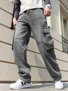 Pantalon cargo noir pour adolescent garçon, nouveaux jeans mode printemps pour enfants, pantalon droit de haute qualité, style casual