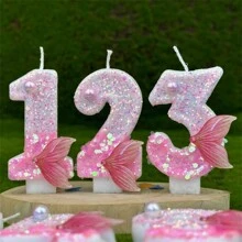 Velas Digitas de Cauda de Sereia Rosa Brilhante, Velas de Aniversário Criativas DIY para Decoração de Bolo, Festa e Decoração Doméstica - Multicolorido - Visão 9