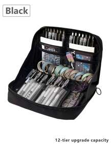 12层大容量美观办公铅笔盒高中初中男生女生好看便携文具收纳袋铅笔盒笔袋书包 - 彩色 - 查看 12