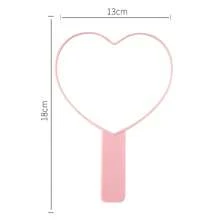 1pc Heart-Shaped Handle Makeup Mirror, Black/Pink Love Handheld Mirror, High Definition Transparent Makeup Mirror With Lash And Lip Print, Portable Makeup Mirror With Handle, Minimalist Design, Essential For Makeup, Travel, Gift For Women And Girls - Multicolor - View 5