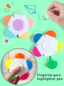 5 件套多色马卡龙系列荧光笔，雏菊花形 + 荧光笔二合一设计，减压，学习记号笔，绘画记号笔，笔记记号笔，重返校园 - 彩色 - 查看 1