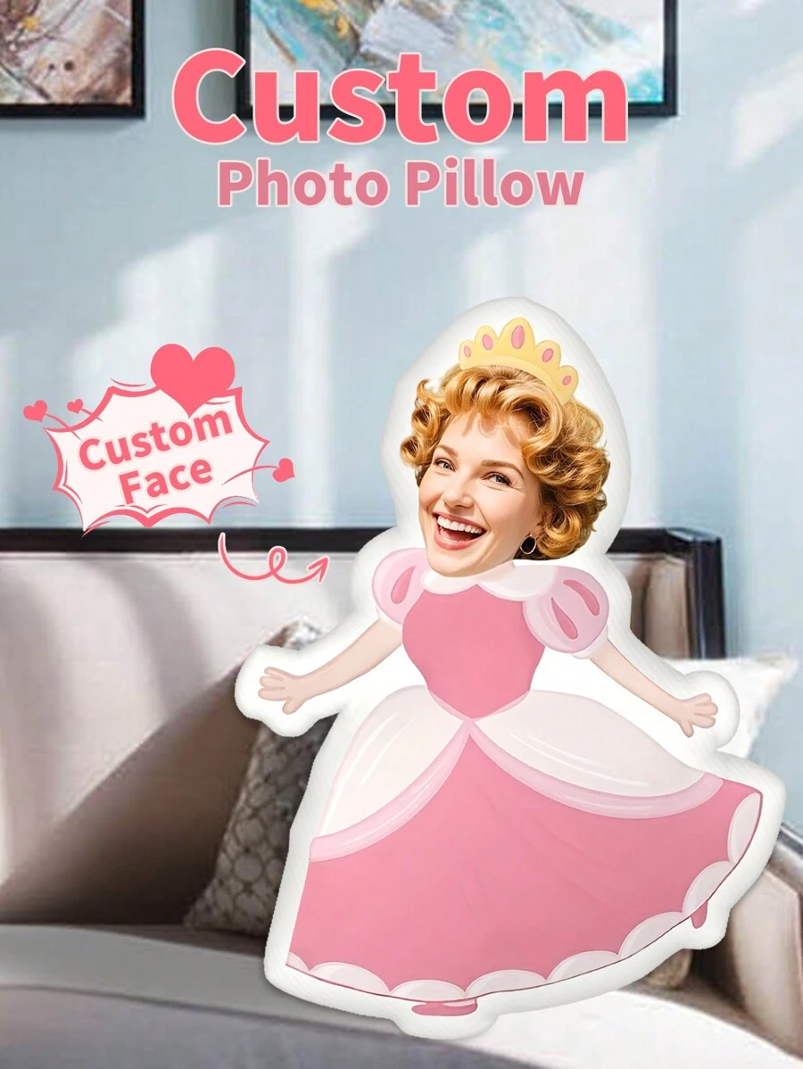 1pc Customized Face Pillow, Personalized Portrait Throw Pillow, DIY Custom Photo Cushion, Custom Image Pillow, Gift For Birthday, Wedding, Valentine's Day, Housewarming, Couples, Parents, Girlfriend, Wife,Multi-Functional,Reusable,Ornamental,Exquisite,Stylish,Soft,Adorable,Colorful,Cute,Funny,Custom,Personalized,Customized,Unique,Ideal Gifts For Her,Ideal Gifts For Him,For Anniversaries,For Birthdays - Girlfriend Gift-1 - View 1