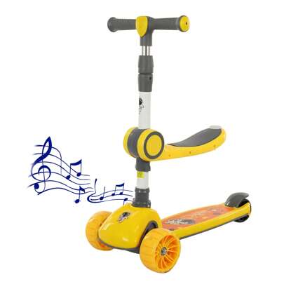 Scooter Infantil Patín 3 Ruedas Con Asiento Plegable  Entretenimiento Al Aire Libre