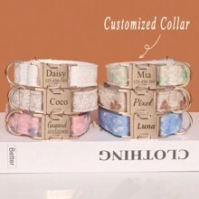 Collier et laisse en dentelle personnalisé pour chien, collier pour animal de compagnie réglable avec nom et numéro de contact personnalisés, convient pour les fêtes, les mariages et les petits, moyens et grands chiens