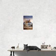 Customized Photo Metal Sign, Personalized Durable Metal Poster, Suitable For Indoor And Outdoor Use, Ideal For Home, Office And Room Decor - Gold - View 4