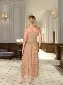 Summer Holiday Ruffled Decorative Strap Dress - Marrón - Ver 2