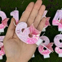 Velas Digitas de Cauda de Sereia Rosa Brilhante, Velas de Aniversário Criativas DIY para Decoração de Bolo, Festa e Decoração Doméstica - Multicolorido - Visão 11