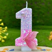 Velas Digitas de Cauda de Sereia Rosa Brilhante, Velas de Aniversário Criativas DIY para Decoração de Bolo, Festa e Decoração Doméstica - Multicolorido - Visão 4