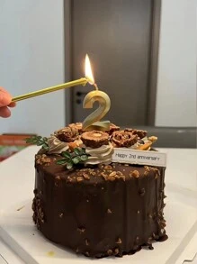 1pc Numeric Candle Birthday Cake Candle, Gold - Gold - View 8