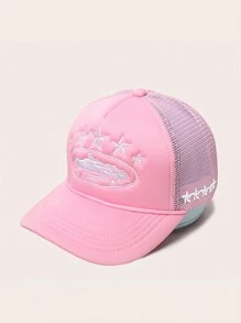 1 Stück Herren Outdoor Baseballcap mit fünfzackigem Stern Stickmuster und Netzstoff, verstellbarer Sonnenschutz Lässig Hut für Frühling Herbst Reisen Strand, Urlaub, Y2K Stil, geeignet als Valentinstagsgeschenk