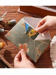 10 Pcs High-Grade Retro Flower Envelopes With Embossing And Bronzing, With A Variety Of Colors And Flowers To Choose From, Are Very Suitable For Weddings, Anniversaries, Birthdays And Valentine's Day And Other Festivals Or Daily Use, With Automatic Sealing And High-Quality Paper, Which Is Suitable For Everyone.(Because Of Paper Cutting, The Position Of Flowers Is Random.)