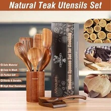 Natural Wooden Cooking Spatula, Wok Stirrer, Kitchen Utensils, Wooden Ladle, Skimmer, Cooking Tools