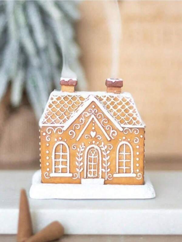Queimador de incenso de casa de gengibre, estatueta de decoração interna/externa com vários designs de casa, presente de Natal perfeito, decoração criativa vintage, ornamento nostálgico, sem eletricidade necessária