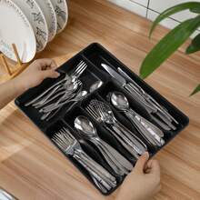 1 件塑料 PP 材质厨房餐具收纳盒，多功能抽屉分隔托盘，适用于刀叉筷子，扁平餐具收纳盒 - 彩色 - 查看 8