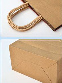 20 个棕色牛皮纸袋带手柄商务、零售、杂货、商店用品、包裹、包装和家庭厨房外卖袋 - 圣诞节