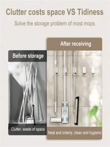 1/3 piezas Percha de pared para escoba, blanca, soporte para trapeador, ahorro de espacio, autoadhesiva, organizadora
